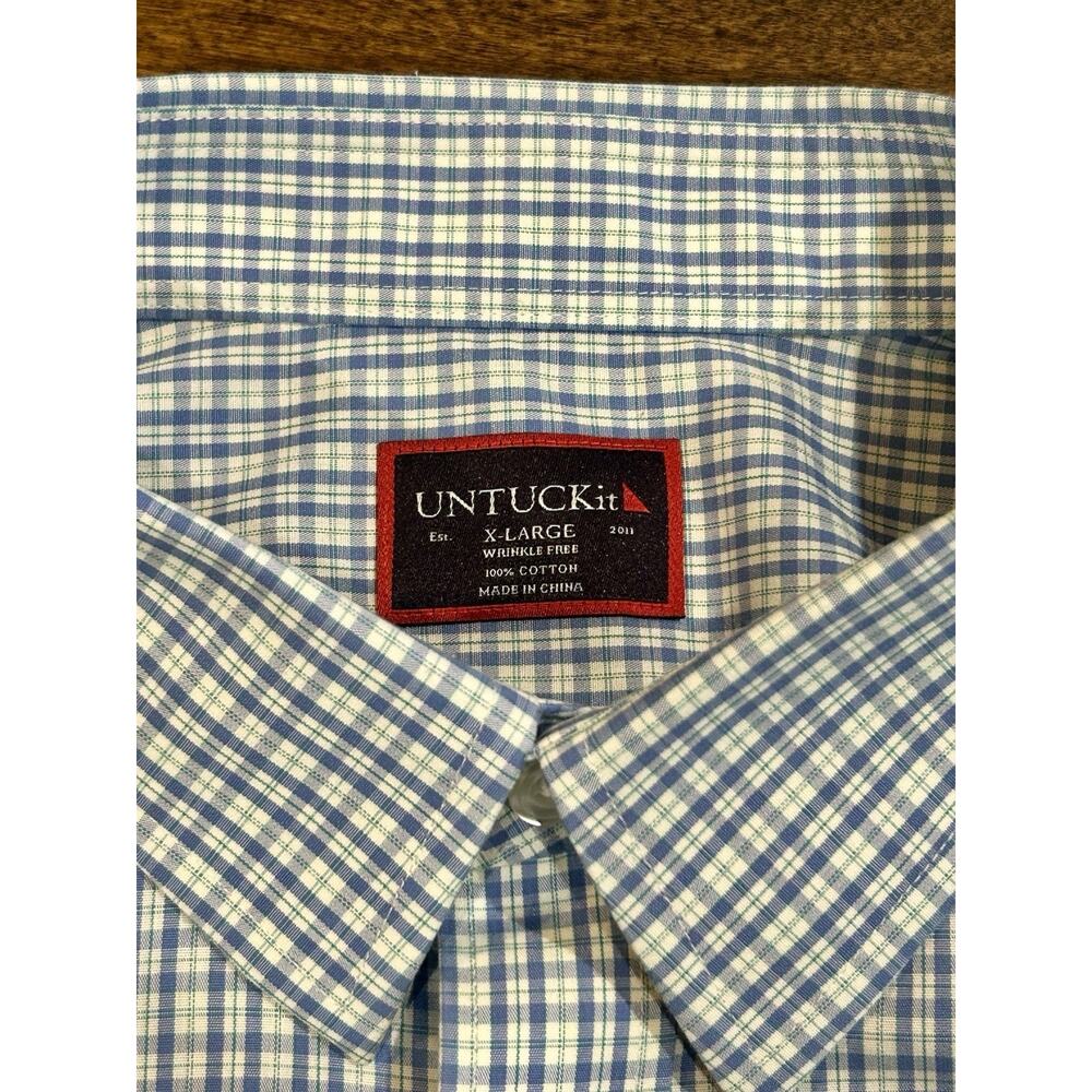Untuckit Men’s Button Down Shirt XL Plaid Cotton Wrinkle Free - Picture 4 of 5